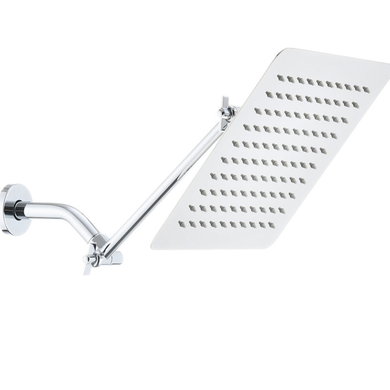 Pomme de douche carrée 10 po avec fonction en acier inoxydable, Acier Inoxydable