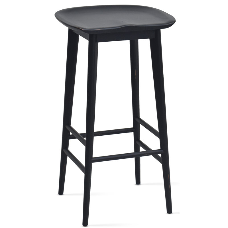 Pedrick Solid Wood Counter Stool, Black, Bar Stool (30" Seat Height)