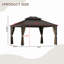 Pavillon de jardin en aluminium à toit rigide avec toit en acier galvanisé à double évent - comprend une moustiquaire et des rideaux d'intimité - pour la cour, le jardin, la terrasse et le bord de la piscine-124086882