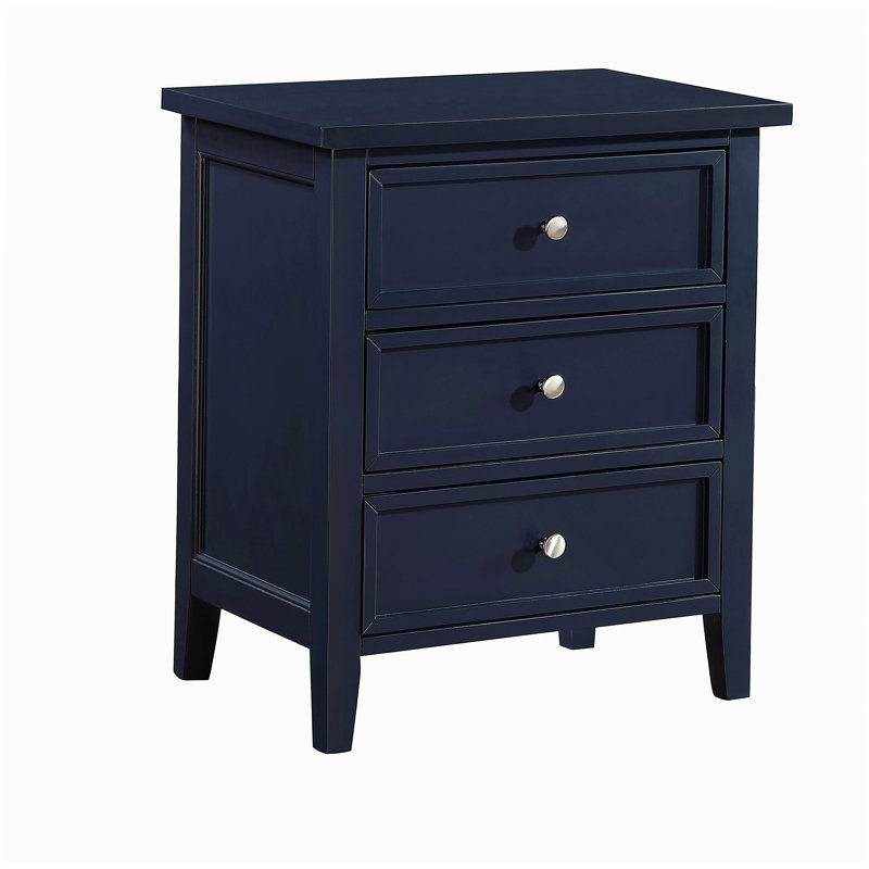 Luca 3-drawer Nightstand, Bleu très foncé