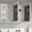Armoire à pharmacie pour salle de bain avec porte en bois, options de fixation murale et encastrée et grand espace de rangement