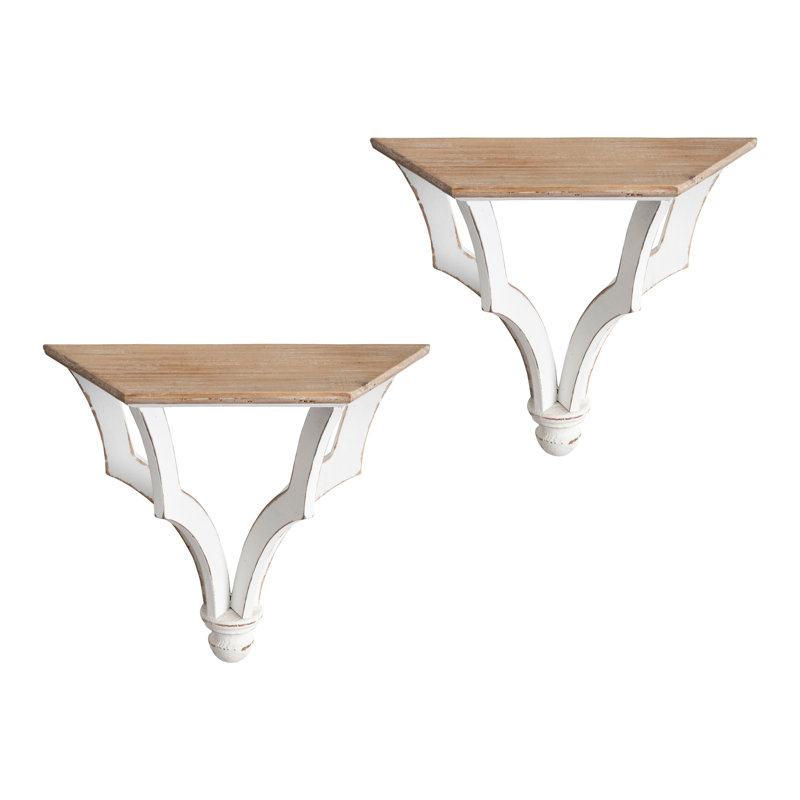 Tablette décorative en bois massif 2 pièces Hector