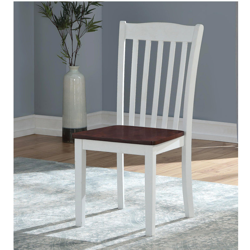 Chaise d'appoint peinte en chêne et blanc Leigh (ensemble de 2 pièces)