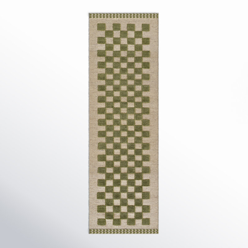 Rafaela Wool Checkered Indoor Rug, Runner 2'6" x 8'
