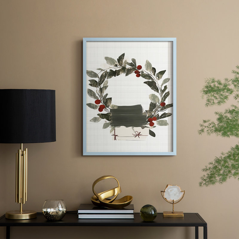 «Christmas Holiday Art» CECLX, reproduction d'art encadrée - bois massif, H 21 po x l 17 po, Bleu