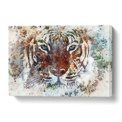 Tiger In The Blue - Wrapped Canvas Painting