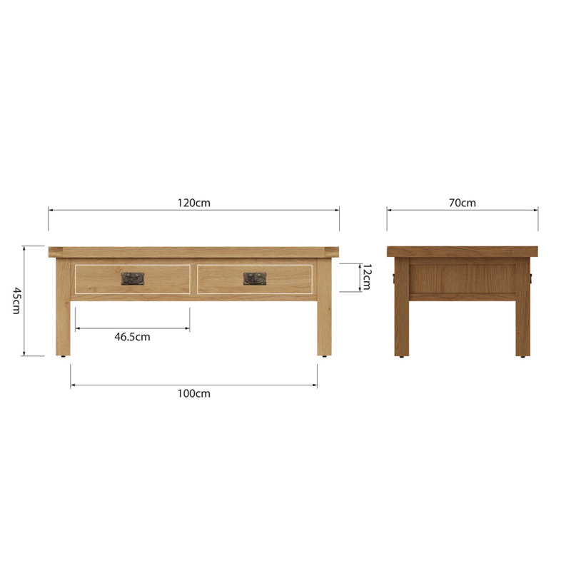 Oakham Coffee Table, 45cm H x 120cm W x 70cm D
