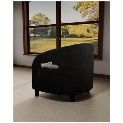 Fauteuil demi-tonneau rembourré en velours avec pieds Accent Chair Club Chair Cozy