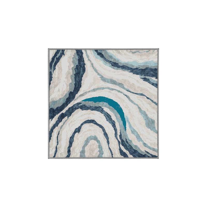 Machine Washable Gray Area Rug, Square 6'