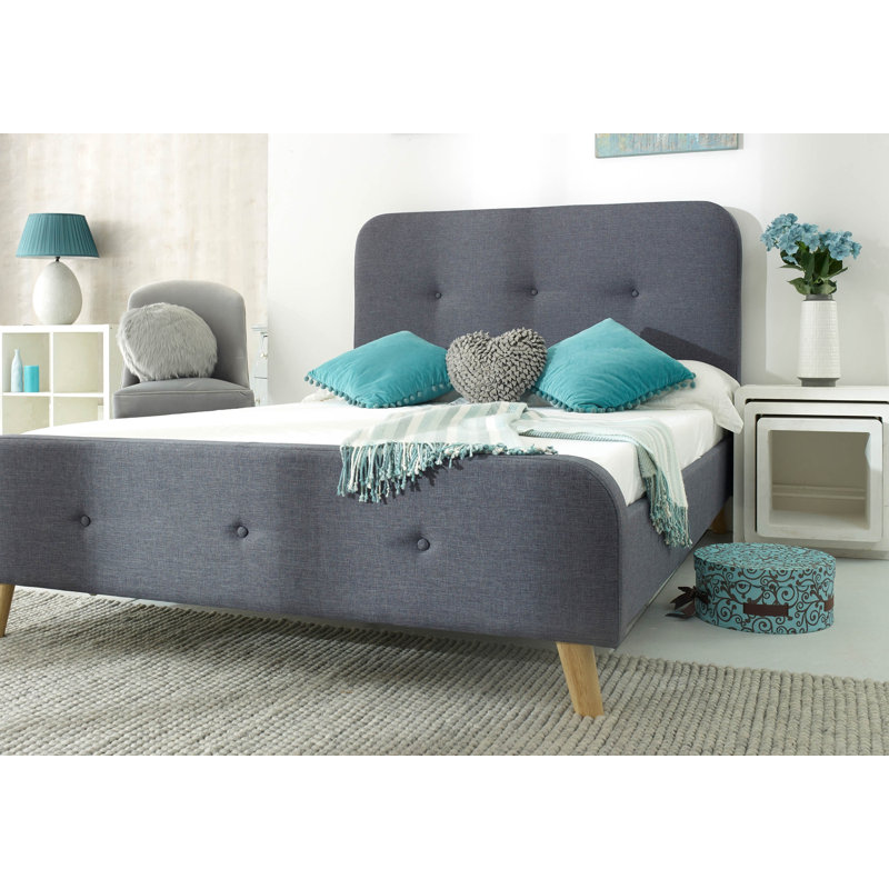 Viaan Upholstered Linen Sleigh Bed, Kingsize (5')