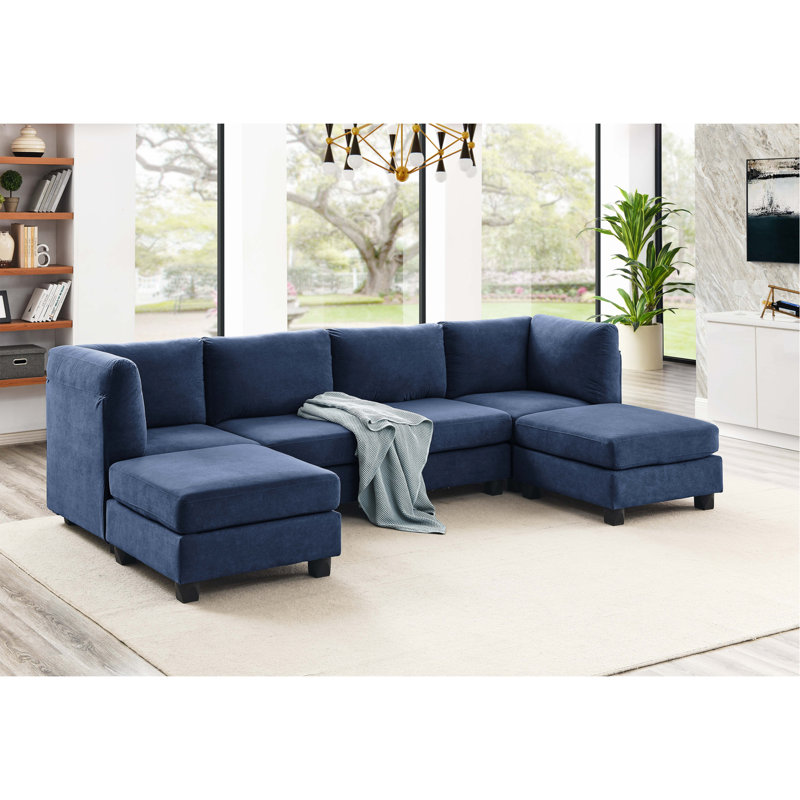 Canapé modulaire en polyester, Bleu très foncé