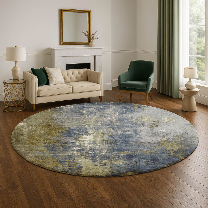 Premium Machine Washable Medena AMF1870 Abstract Rug, Round 8'