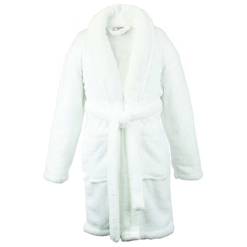 Peignoir en molleton avec poches pour enfants Lovett, Blanc, S