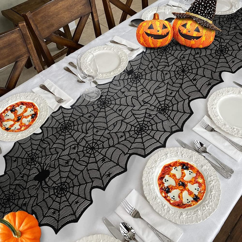 Chemin de table d'Halloween en toile d'araignée Halloween
