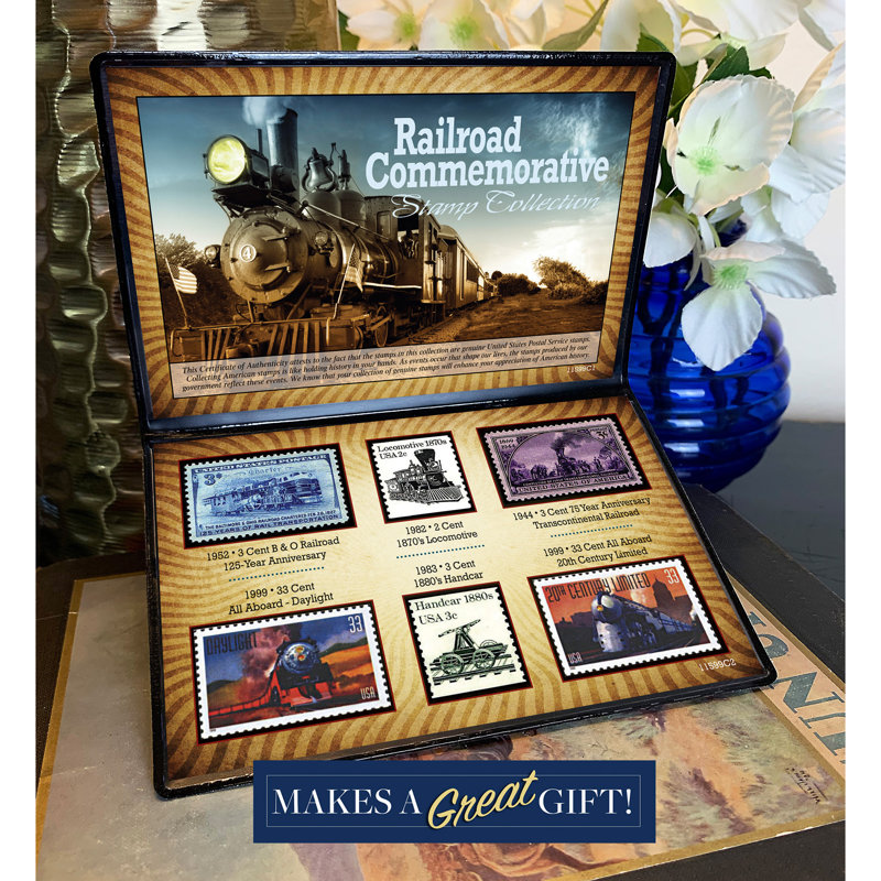 Railroad Commemorative Stamp Collection with Certificate of Authenticity