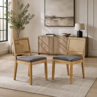 Ensemble de 2 chaises de cuisine en rotin Farmhouse