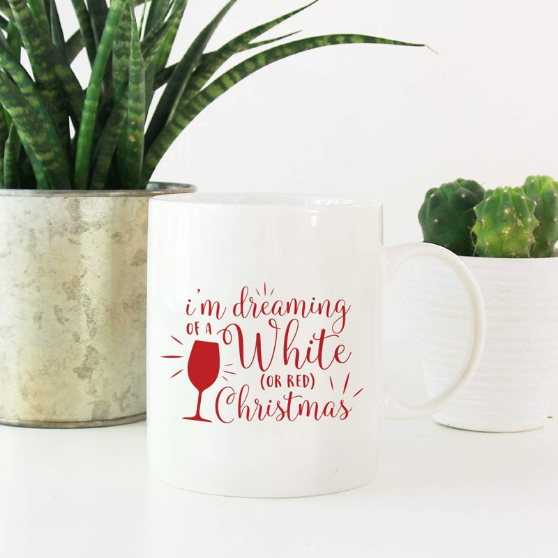 Grande tasse à café i "i dreaming of a white" ou rouge " RuckeR