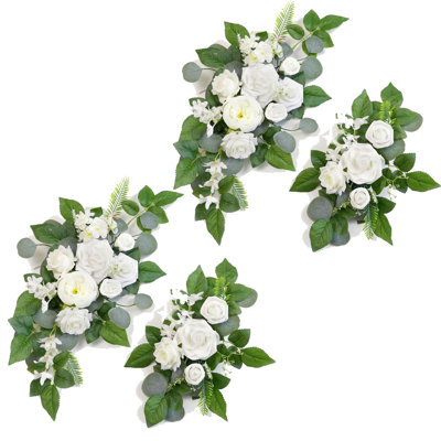 Wedding decor (pack of 4) Welcome Sign Flower Backdrop Garland For Ceremony Reception Wall Easel Home Decoration Entryway Faux Outdoor Board Head Table Decor