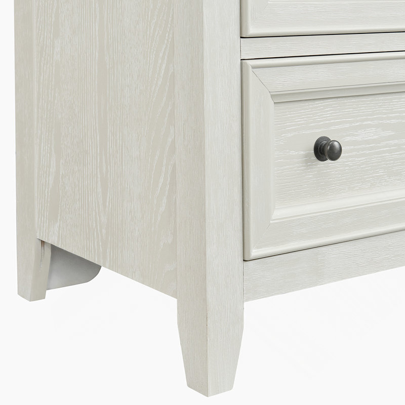 Commode 6 tiroirs avec boutons en métal, Blanc
