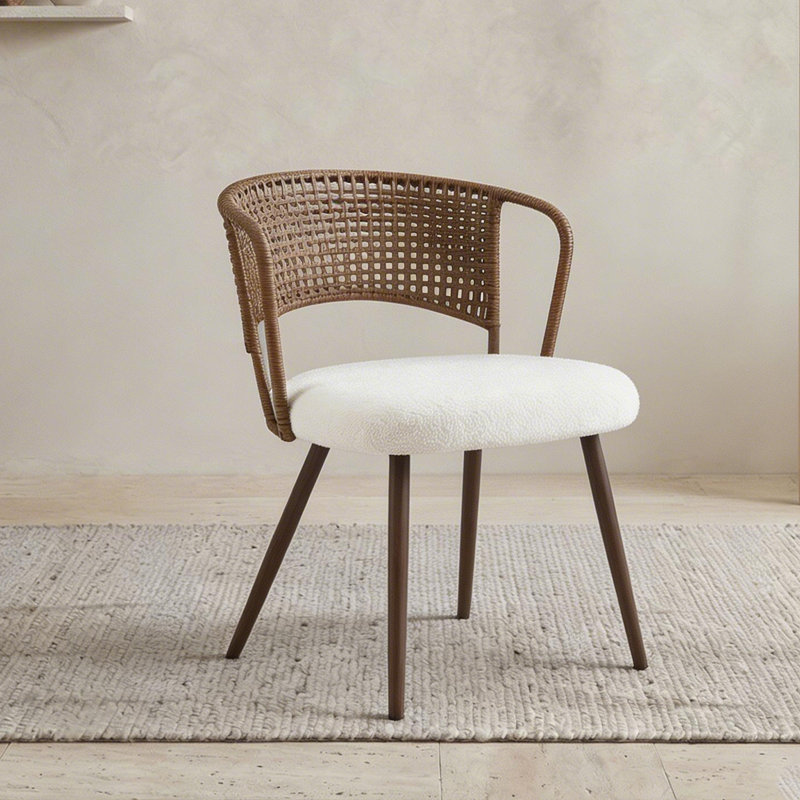 Chaises de salle à manger confortables, style campagnard en métal rotin pour la cuisine