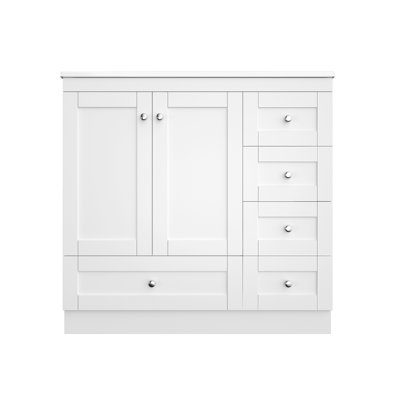Meuble-lavabo autoportant de style shaker avec lavabo, 4 tiroirs à fermeture en douceur et 2 portes à fermeture en douceur