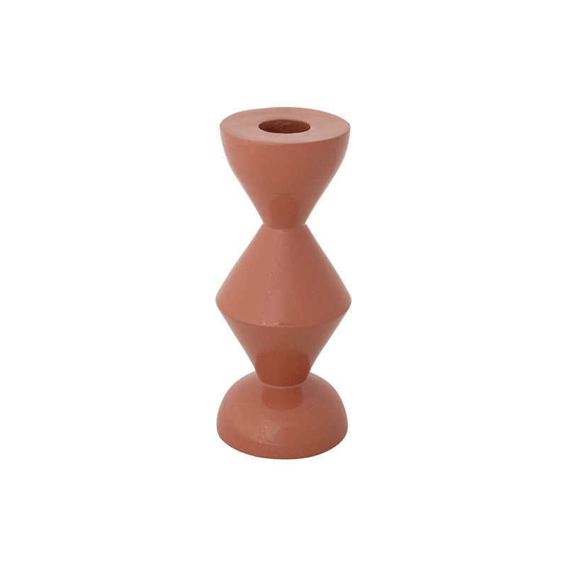 Porte-bougie en aluminium et bois récupéré