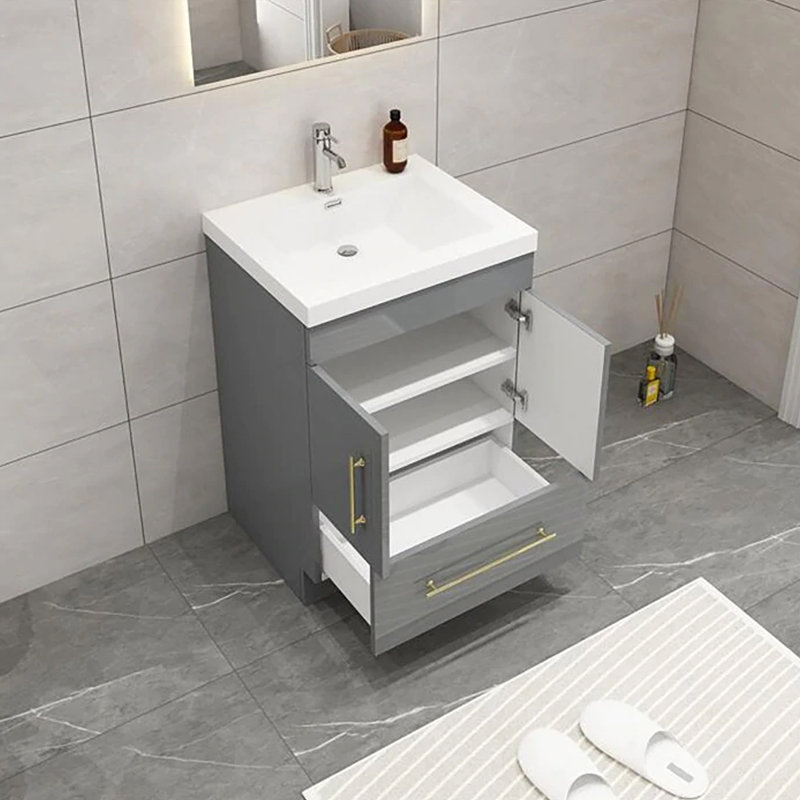 Ensemble de meuble-lavabo simple 24 po 24 po, Gris brillant