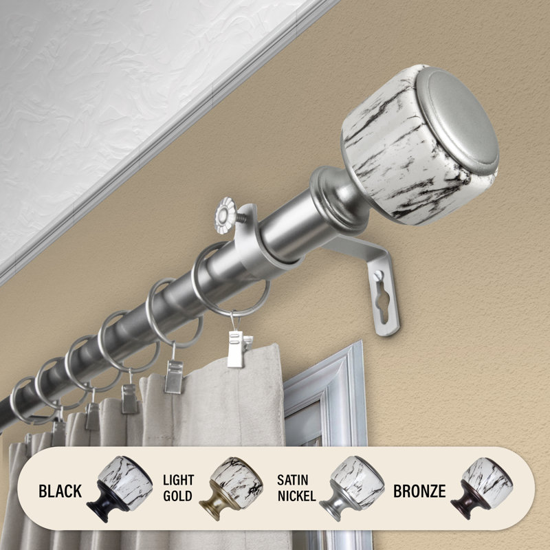 Tringle à rideaux simple Niemann, H 2,5 po x l 170 po x P 3,63 po, Nickel satiné