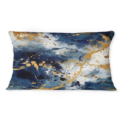 Coussin décoratif bleu foncé et doré