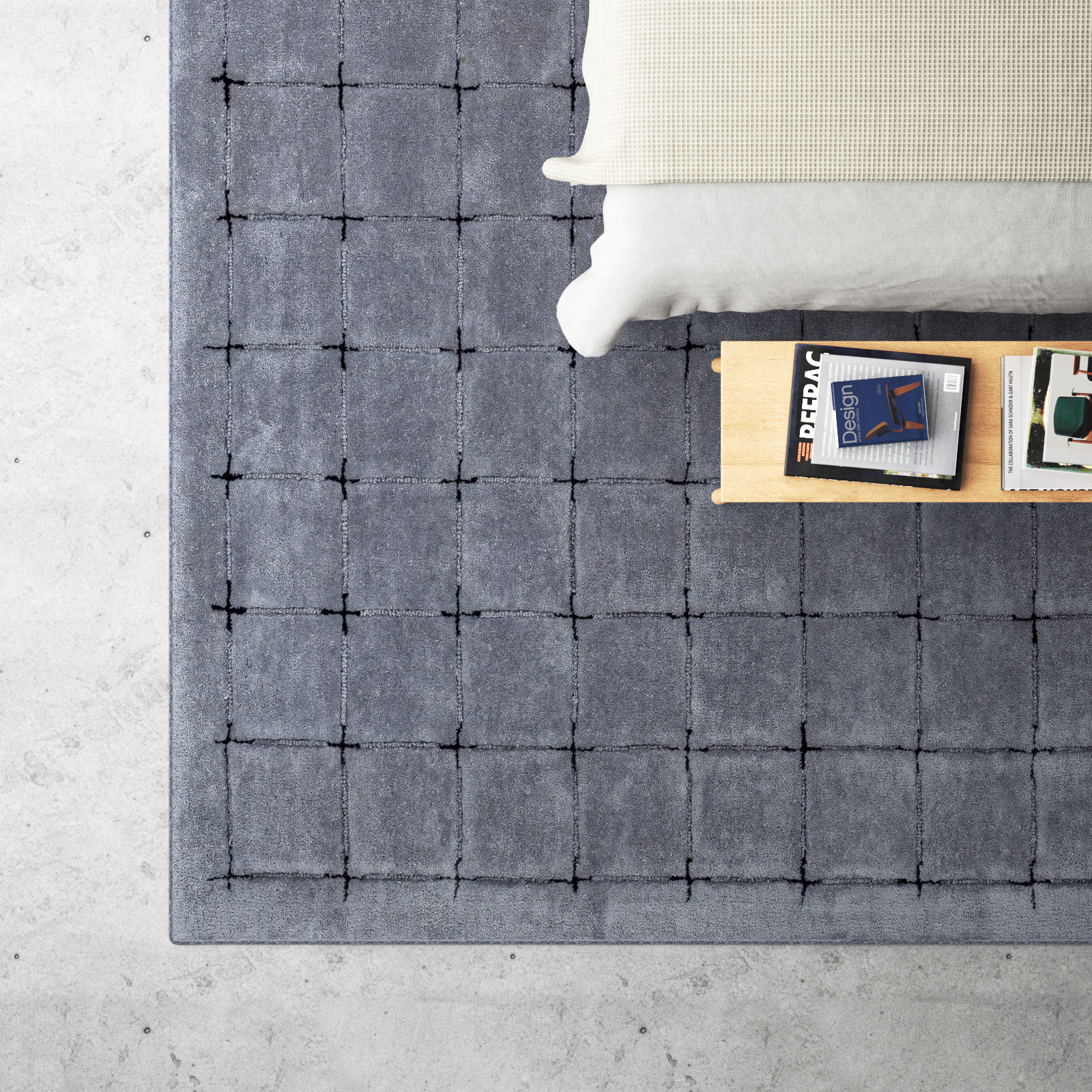 Mallory Blue Hand Tufted Area Rug, Rectangle 5' x 8'