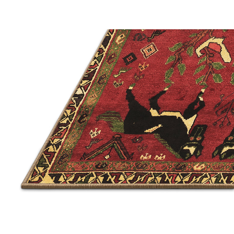 Tapis oriental brun tissé à la machine, Rectangle 5 pi x 7 pi