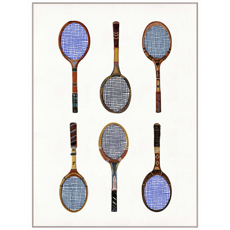 Rackets 2 Print by Rita Taverni, White Floater Framed, 31" H x 23" W