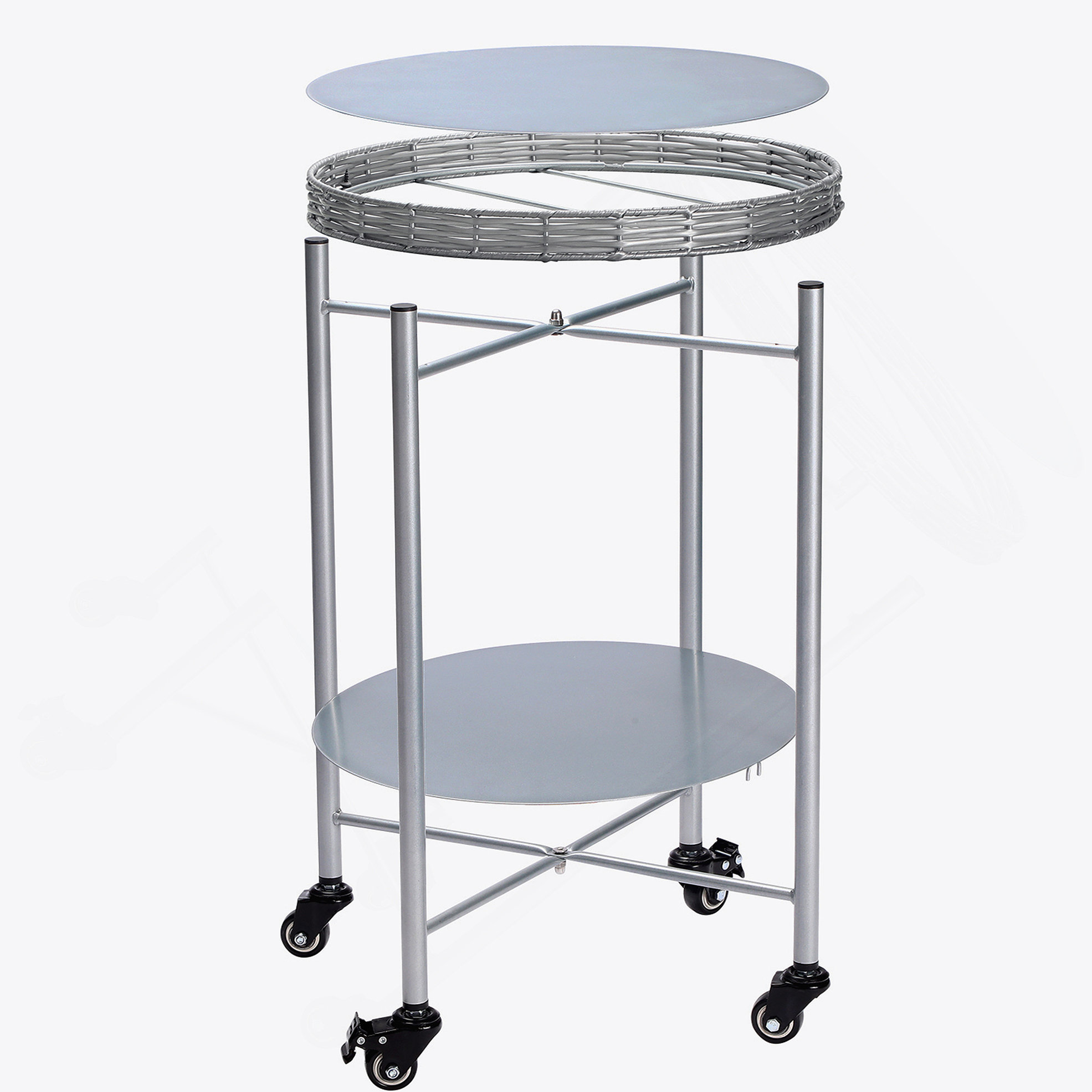 Wrought Studio™ Versatile Round Coffee Table With Wheels, 2-Tier ...