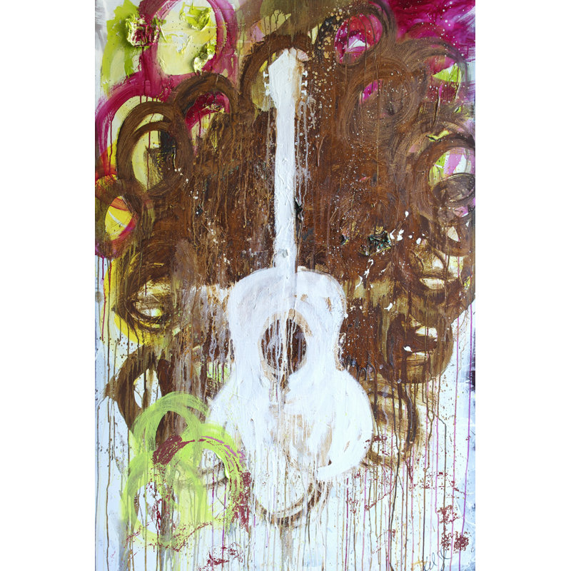 White Guitar by Kent Youngstrom - Wrapped Canvas Painting, 46cm H x 30cm W x 3.8cm D