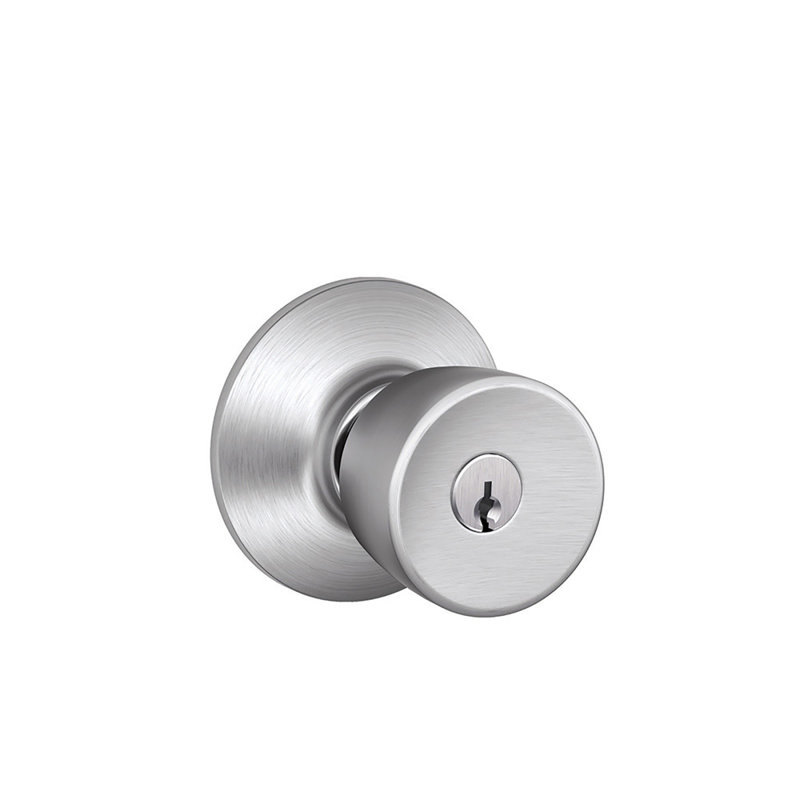 Bell Knob Keyed Entry Lock, Satin Chrome