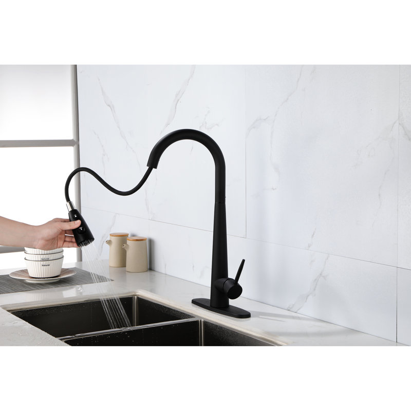 Matt Black Kitchen Tap - High Arc Pull Down , Stainless Steel, Single Handle, Reliability Steel Faucet Arc, For Sink, Design