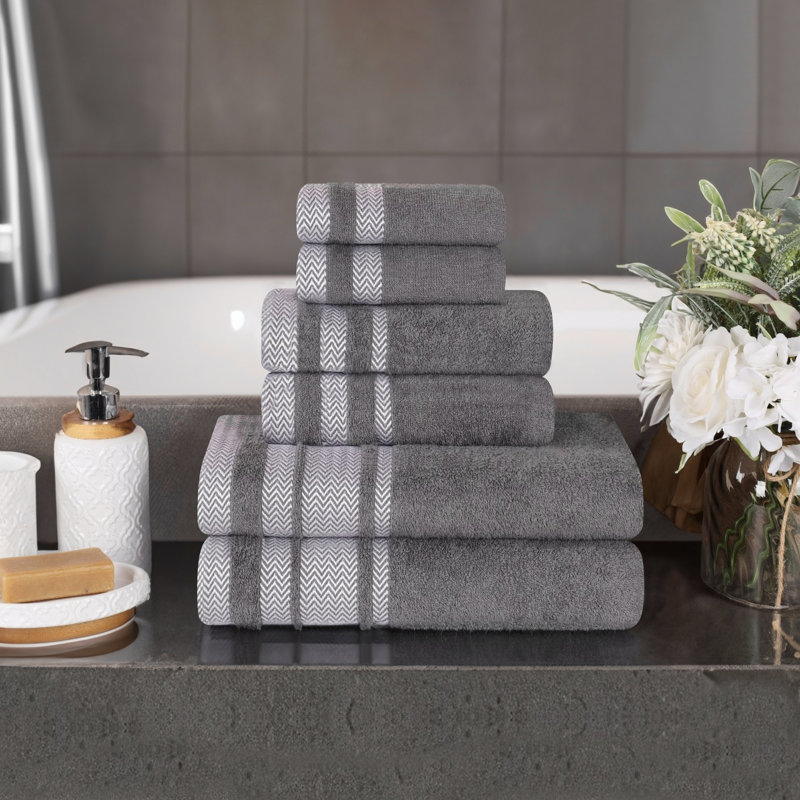 Ensemble de serviettes de bain 6 pièces Halia, Gris