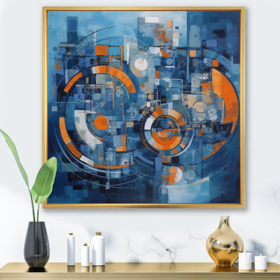 Walsenburg Orange And Blue Geometric Equilibrium II On Canvas Print