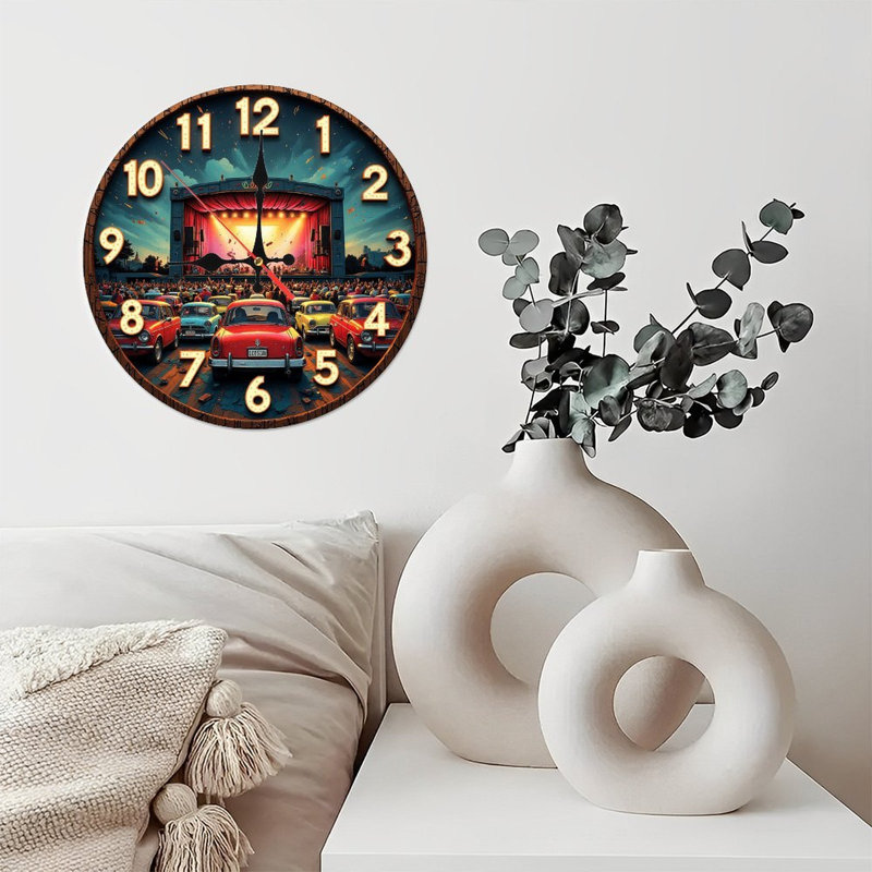 Horloge rétro en concert, art mural