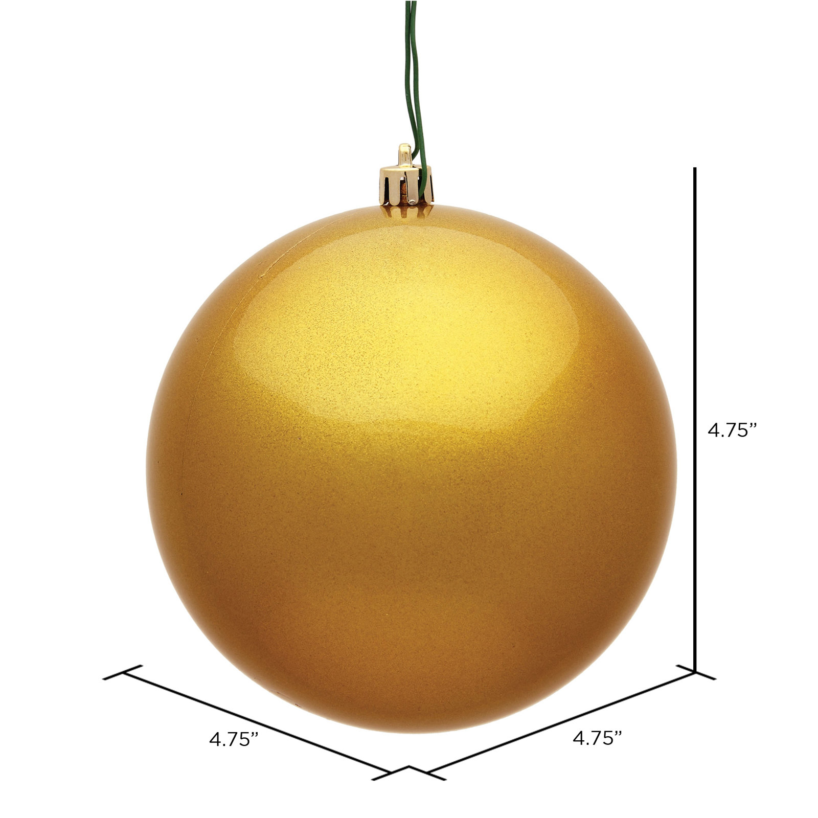 Christmas Ball Ornament, 4.75" H x 4.75" W x 4.75" D, Candy Honey Gold