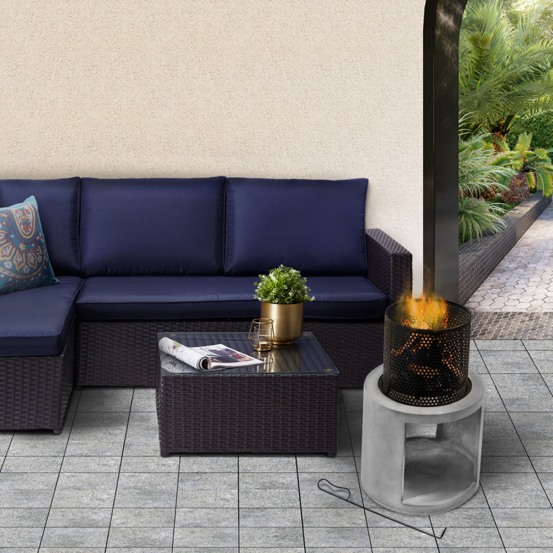 Round Steel Charcoal Smokeless Fire Pit
