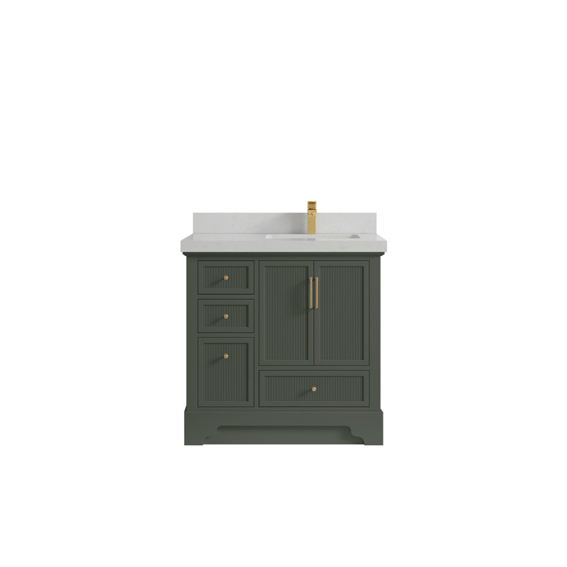 Meuble-lavabo simple 36 po avec plateau en quartz Alys