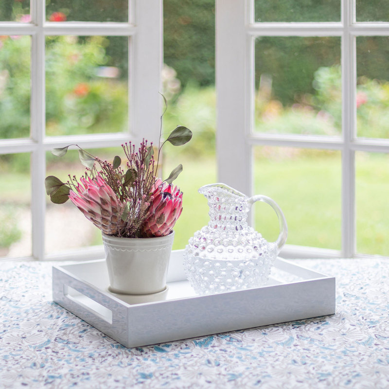 Lacquer Decorative Tray, White, 16" H x 14" W x 2.56" D