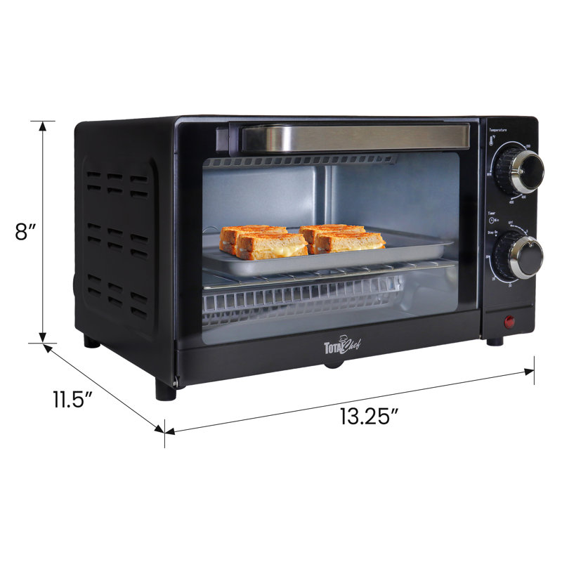Total Chef Countertop Toaster Oven, Pizza Maker, 4 Slice Capacity Compact Oven