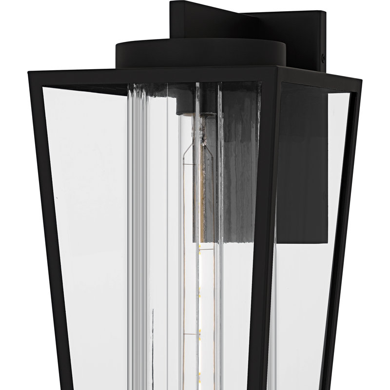 Mistretta 1-Light Matte Black Outdoor Wall Lantern, 18" H x 8.5" W x 9.75" D