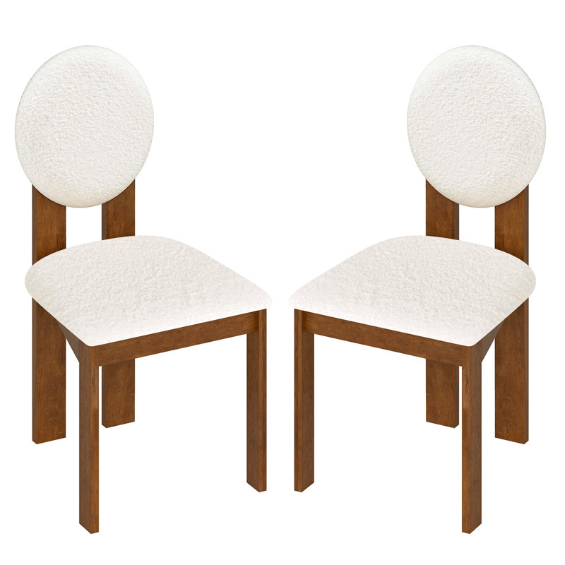  2 chaises de salle à manger rembourrées en sherpa avec pieds en bois d'hévéa, 2