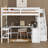 Wood Full Size Loft Bed Frame With Built-In L Shaped Desk & 3 Storage Shelves & Attached Storage Stairs For Kids, No Box Spring Needed-599375325