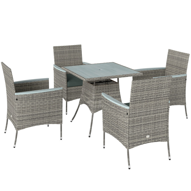 Square 5 - Piece 4 person outdoor table set , Gray