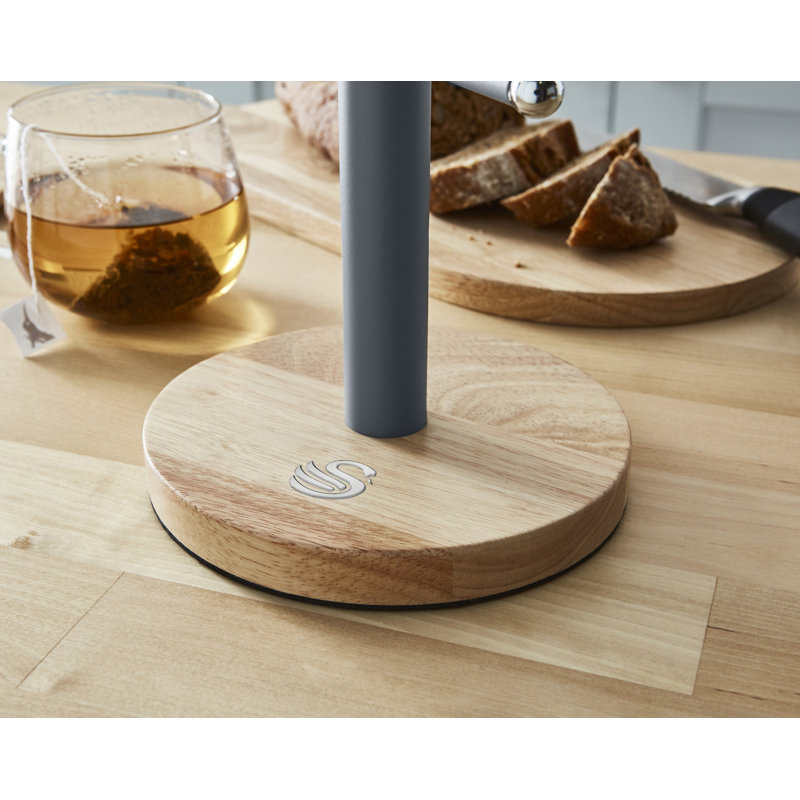 Swan Nordic Scandi Mug Tree with Non-Slip Bamboo Base, Steel, One Size, Grey