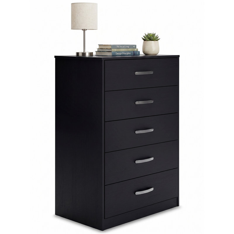 Arkoe 5 Drawer Chest, Matte Black, 41.34" H x 26.73" W x 15.83" D